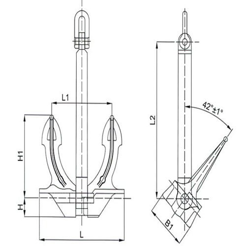 Японский бесштоковый якорь 1200x1680x1140 мм ZG200-400
